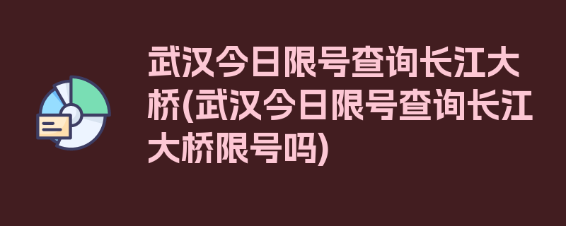 武汉今日限号查询长江大桥(武汉今日限号查询长江大桥限号吗)