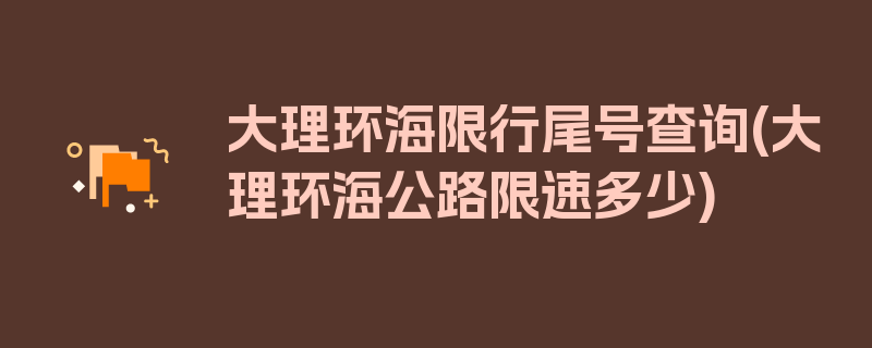 大理环海限行尾号查询(大理环海公路限速多少)