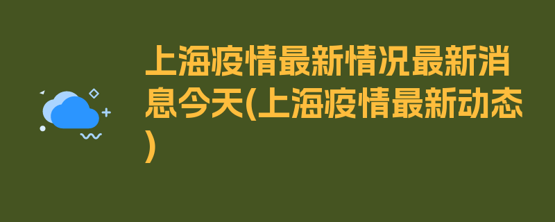 上海疫情最新情况最新消息今天(上海疫情最新动态)