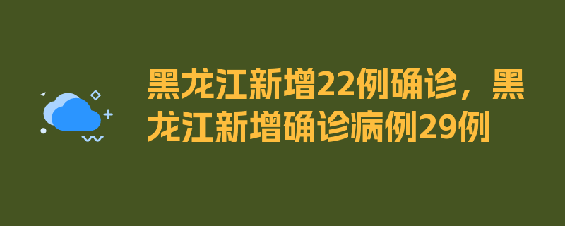 黑龙江新增22例确诊，黑龙江新增确诊病例29例