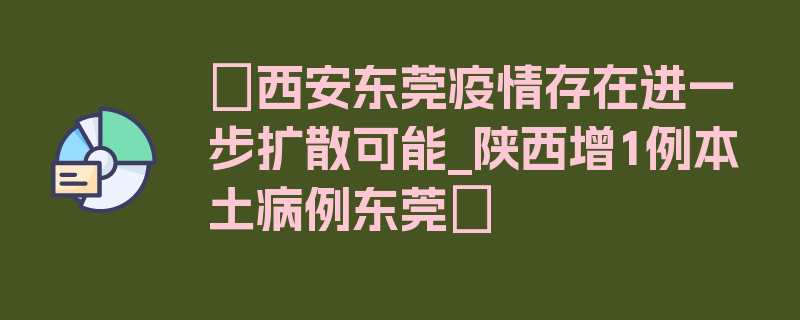 〖西安东莞疫情存在进一步扩散可能_陕西增1例本土病例东莞〗