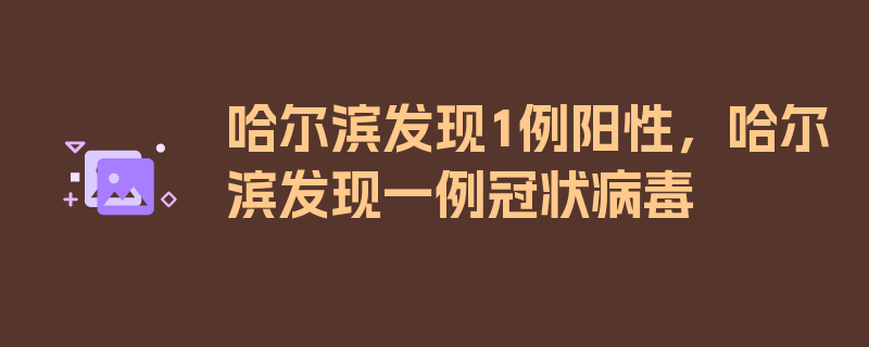 哈尔滨发现1例阳性，哈尔滨发现一例冠状病毒