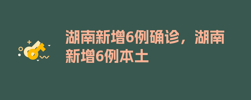 湖南新增6例确诊，湖南新增6例本土