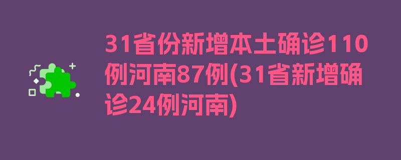 31省份新增本土确诊110例河南87例(31省新增确诊24例河南)