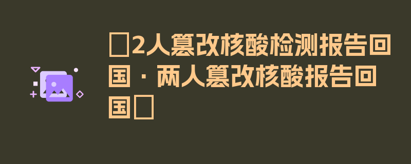 〖2人篡改核酸检测报告回国·两人篡改核酸报告回国〗