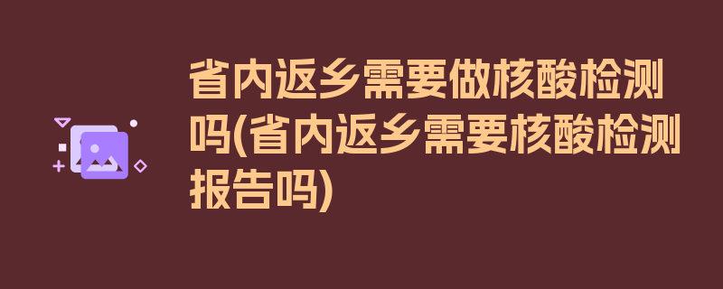 省内返乡需要做核酸检测吗(省内返乡需要核酸检测报告吗)