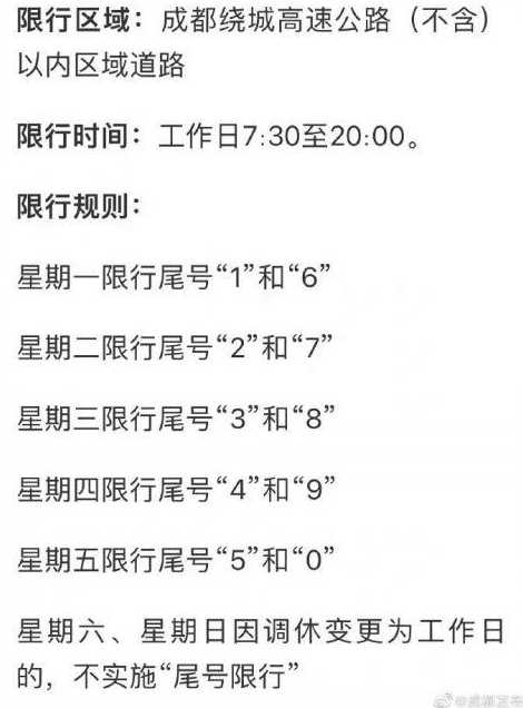 成都外地车尾号是字母限号规定