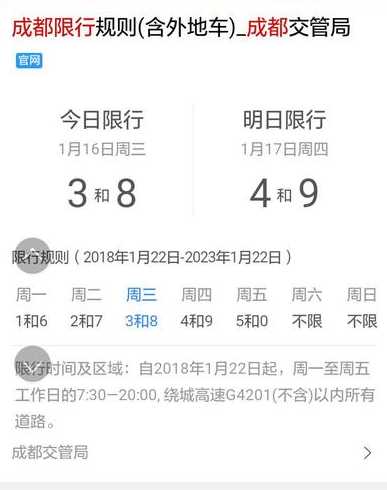 成都最新限号时间几点到几点