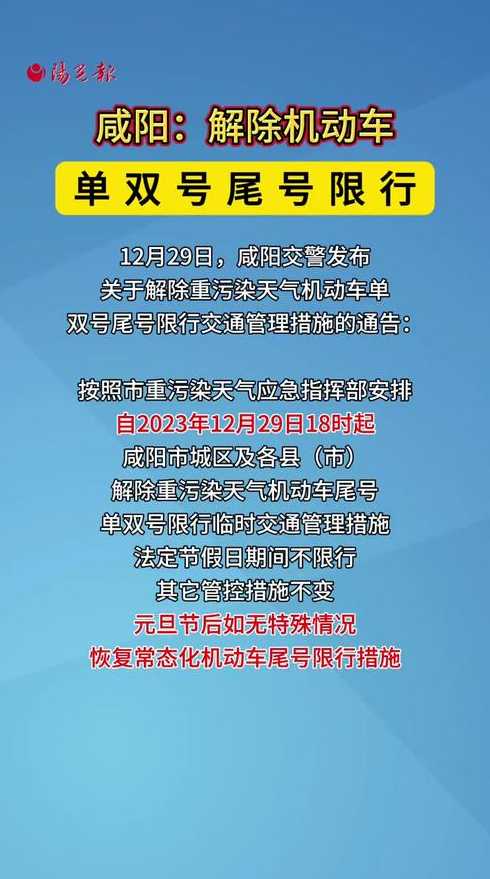 咸阳市车辆限行时间最新