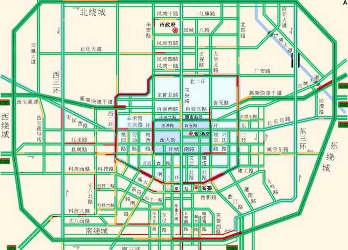 西安限号区域图详细位置