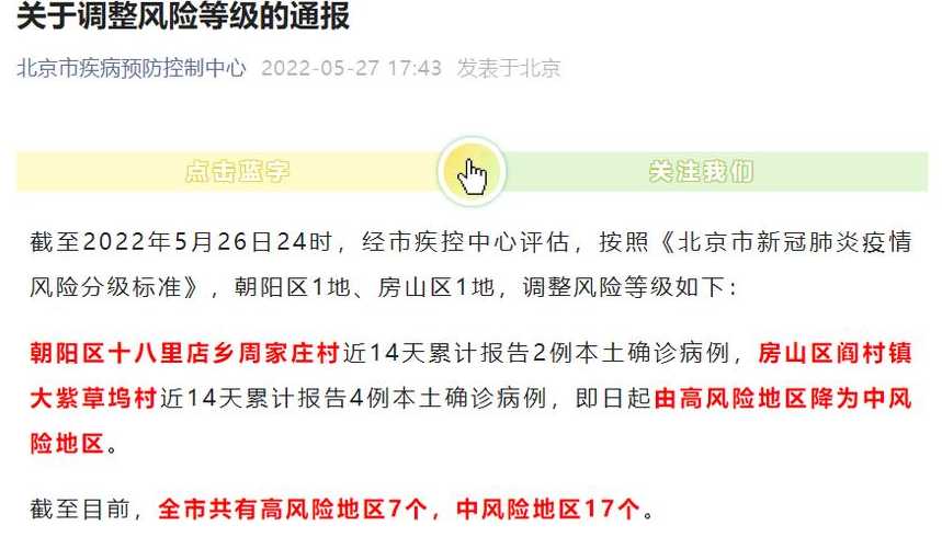 北京新增5个中风险地区,共有1个高风险区6个中风险区,各区的情况...