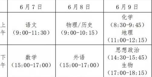 河北今年高考时间几月几号