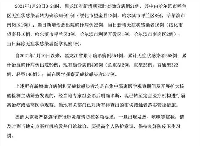 10月28日黑龙江省黑河新增确诊病例9例黑龙江省26日新增确诊病例29例