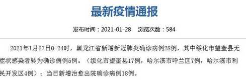 12月24日黑龙江省最新疫情通报(黑龙江疫情最新情况)